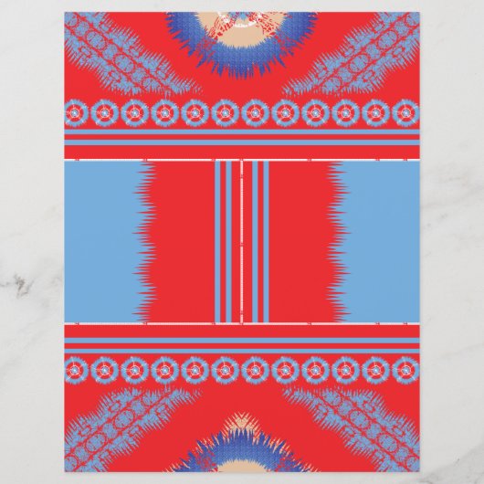Papier un design d'un motif rouge et bleu (Dos)