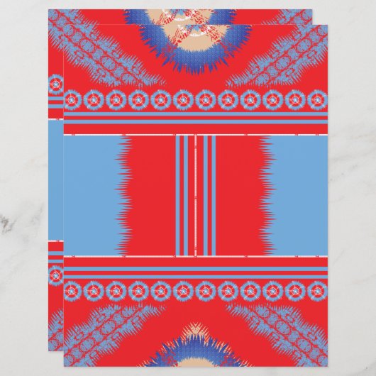 Papier un design d'un motif rouge et bleu (Devant / Derrière)