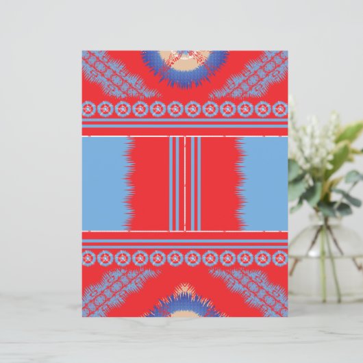 Papier un design d'un motif rouge et bleu (Debout devant)