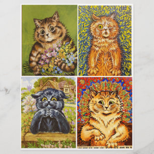 Papier Un ensemble de chats colorés de Louis Wain