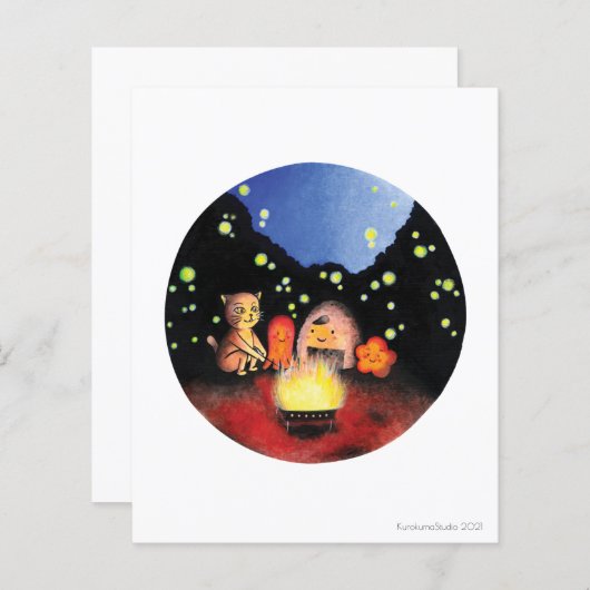 Papier Un feu de camp avec de bons amis (Devant / Derrière)