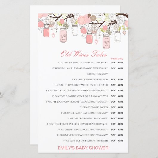 Papier Un garçon ou une fille Vieux Epouses Conte Baby sh (Devant / Derrière)