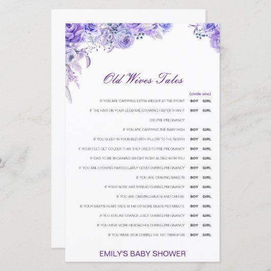 Papier Un garçon ou une fille Vieux Epouses Conte Baby sh (Devant / Derrière)