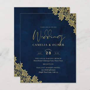 Papier Un mariage tout en 1 en dentelle d'or invite QR Co