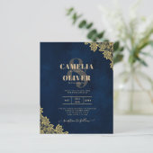 Papier Un mariage tout en 1 en dentelle d'or invite QR Co (Debout devant)