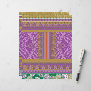 Papier un motif de point de croix avec un ba pourpre et j