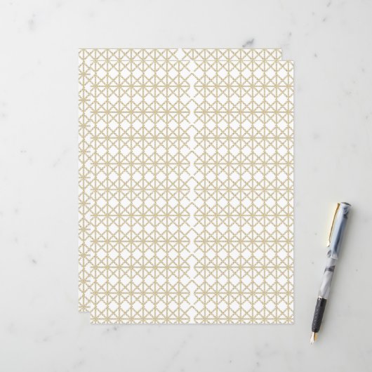 Papier un motif géométrique blanc et or (Devant/Arrière en situation)
