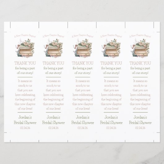 Papier Un Nouveau Chapitre Commence ! Livres floraux Sign (Devant)