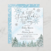 Papier Un petit Baby shower bleu Snowflake Invitation (Devant / Derrière)