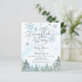 Papier Un petit Baby shower bleu Snowflake Invitation (Debout devant)