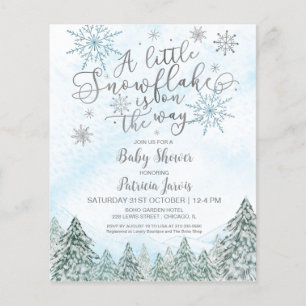 Papier Un petit Baby shower bleu Snowflake Invitation