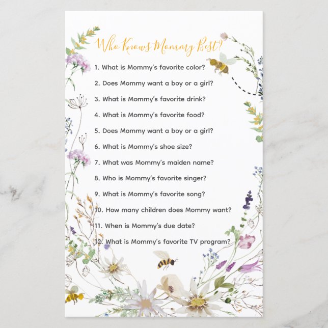 Papier Un Petit Baby shower D'Abeille De Miel Qui Connaît (Devant)