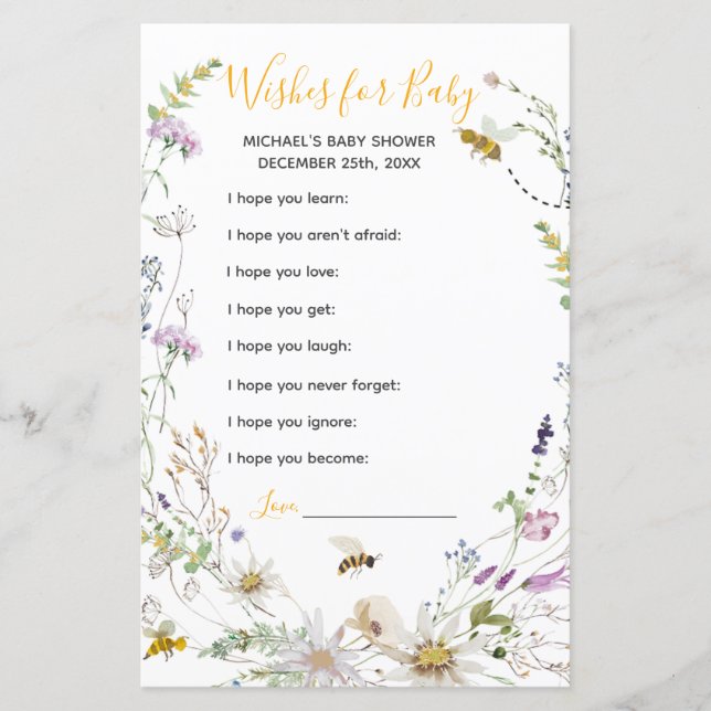 Papier Un petit Fleur sauvage d'abeilles de miel veut pou (Devant)