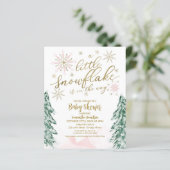 Papier Un petit flocon de neige Invitation Baby shower bu (Debout devant)