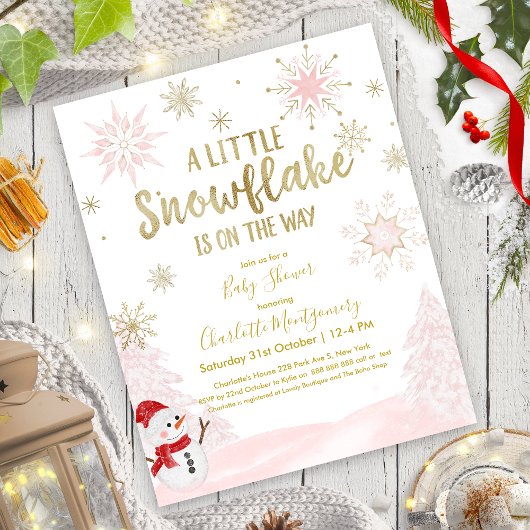 Papier Un petit flocon de neige Invitation Baby shower bu