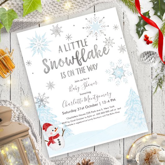 Papier Un petit flocon de neige Invitation Baby shower bu