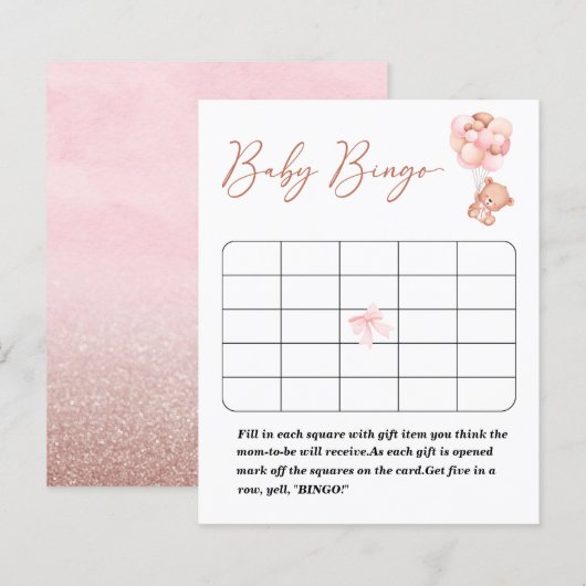 Papier Un petit jeu de bingo pour bébé ours guindé (Devant / Derrière)