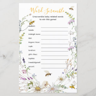 Papier Un Petit Miel Abeille Fleur sauvage Mot Scramble