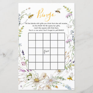 Papier Un peu de miel Bee Fleur sauvage Baby shower Bingo