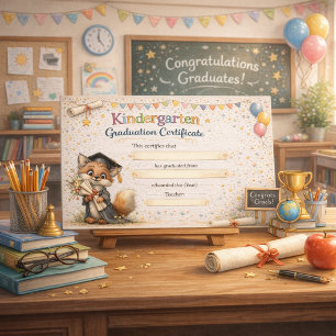 Papier Un Renard Joyeux Célèbre la Remise des Diplômes