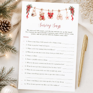 Papier Un sondage de baby shower Un joyeux petit Père Noë
