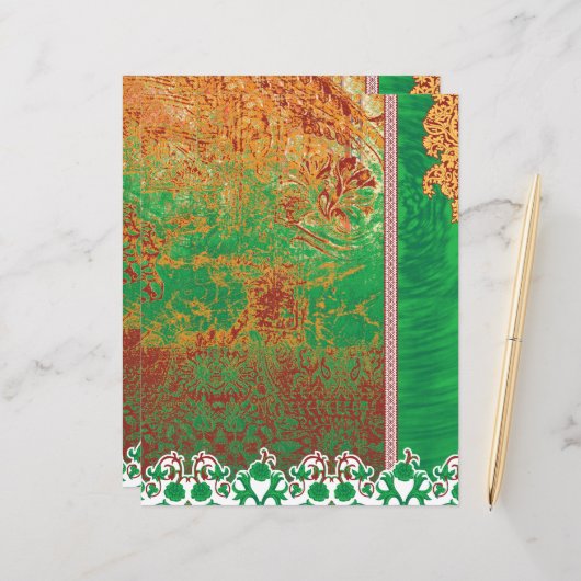 Papier un tableau d'un champ vert avec une bordure orange (Devant/Arrière en situation)