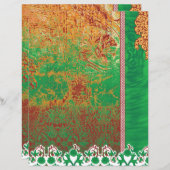 Papier un tableau d'un champ vert avec une bordure orange (Devant / Derrière)