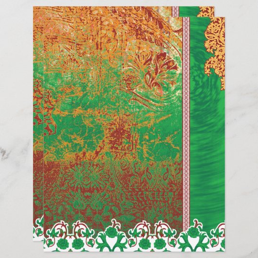 Papier un tableau d'un champ vert avec une bordure orange (Devant / Derrière)