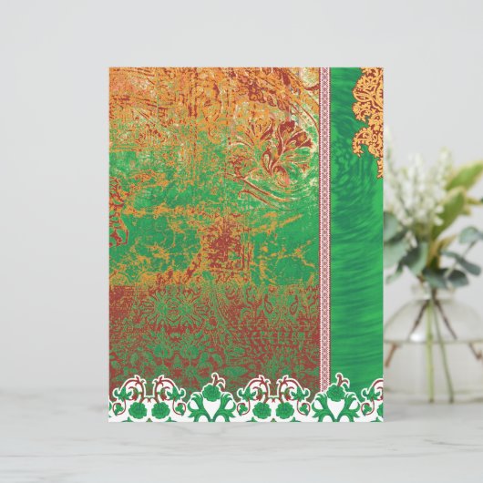 Papier un tableau d'un champ vert avec une bordure orange (Debout devant)