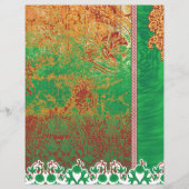 Papier un tableau d'un champ vert avec une bordure orange (Devant)