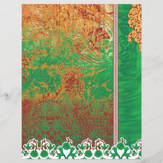 Papier un tableau d'un champ vert avec une bordure orange (Devant)