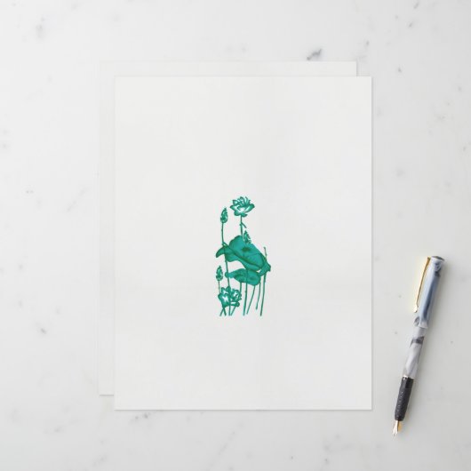 Papier un tableau d'une fleur et d'un poisson sur un doss (Devant/Arrière en situation)