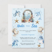 Papier Under the sea animals boy Baby Shower invitation (Devant)