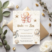 Papier Under the sea animals girl Baby Shower invitation