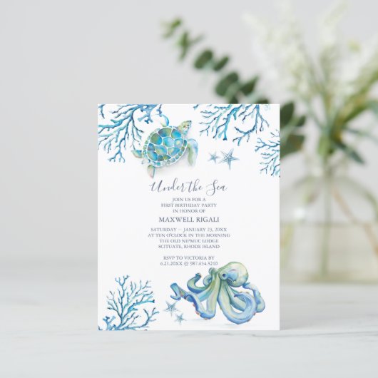 Papier Under the Sea Boys Budget 1er anniversaire Invitat (Debout devant)