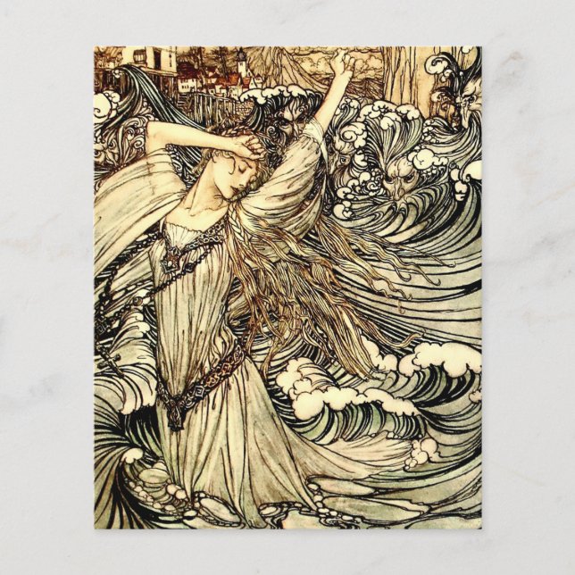 Papier « Undine dans les vagues » par Arthur Rackham (Devant)