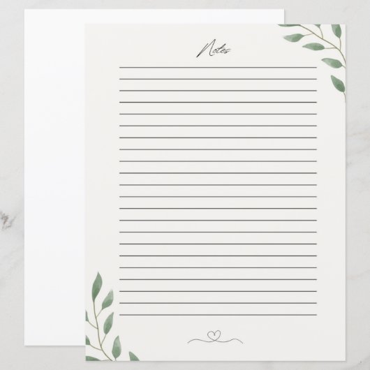 Papier Une belle stationnaire, note (Devant / Derrière)