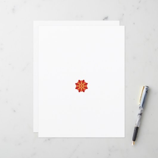 Papier une fleur rouge et jaune avec des points noirs (Devant/Arrière en situation)
