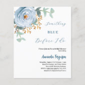 Papier Une invitation à la douche nuptiale à fleurs bleue (Devant)