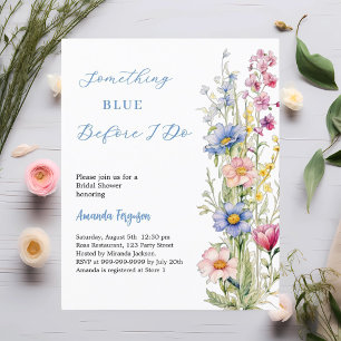 Papier Une invitation à la douche nuptiale à fleurs bleue