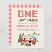 Papier Une joyeuse campeuse Filles de la forêt 1er annive (Devant / Derrière)