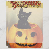 Papier Une joyeuse Halloween par Ellen Clapsaddle, Chat V (Devant / Derrière)