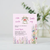 Papier Une petite invitation de Baby shower rose lapin do (Debout devant)