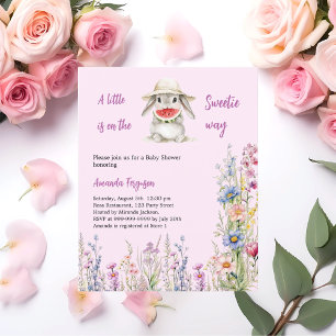 Papier Une petite invitation de Baby shower rose lapin do