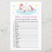 Papier Unicorn Baby Animaux Nom Jeu (Devant)