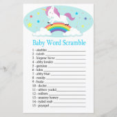 Papier Unicorn Baby mot scramble jeu (Devant)
