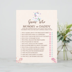 Papier Unicorn Jeu Devine Qui Rainbow Baby shower