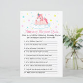 Papier Unicorn Nursery Rhyme Quiz jeu de baby shower (Debout devant)
