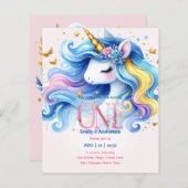 Papier unicorne 1er anniversaire Fairy Tale Magie Anniver (Devant / Derrière)