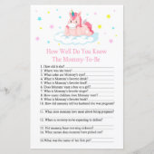 Papier Unicorne Connaissez-vous bien le baby shower (Devant)
